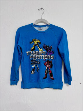 Boys BUMS & ROSES Transformers Blue Sweatshirt size 12 Viscose Cotton